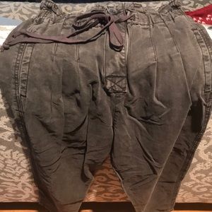 NWT Free People Washed Black Paper Bag Pants Sz XS